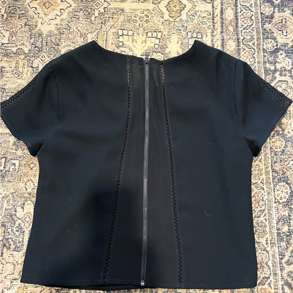 Sam Edelman Black Short Sleeve Top with Zipper